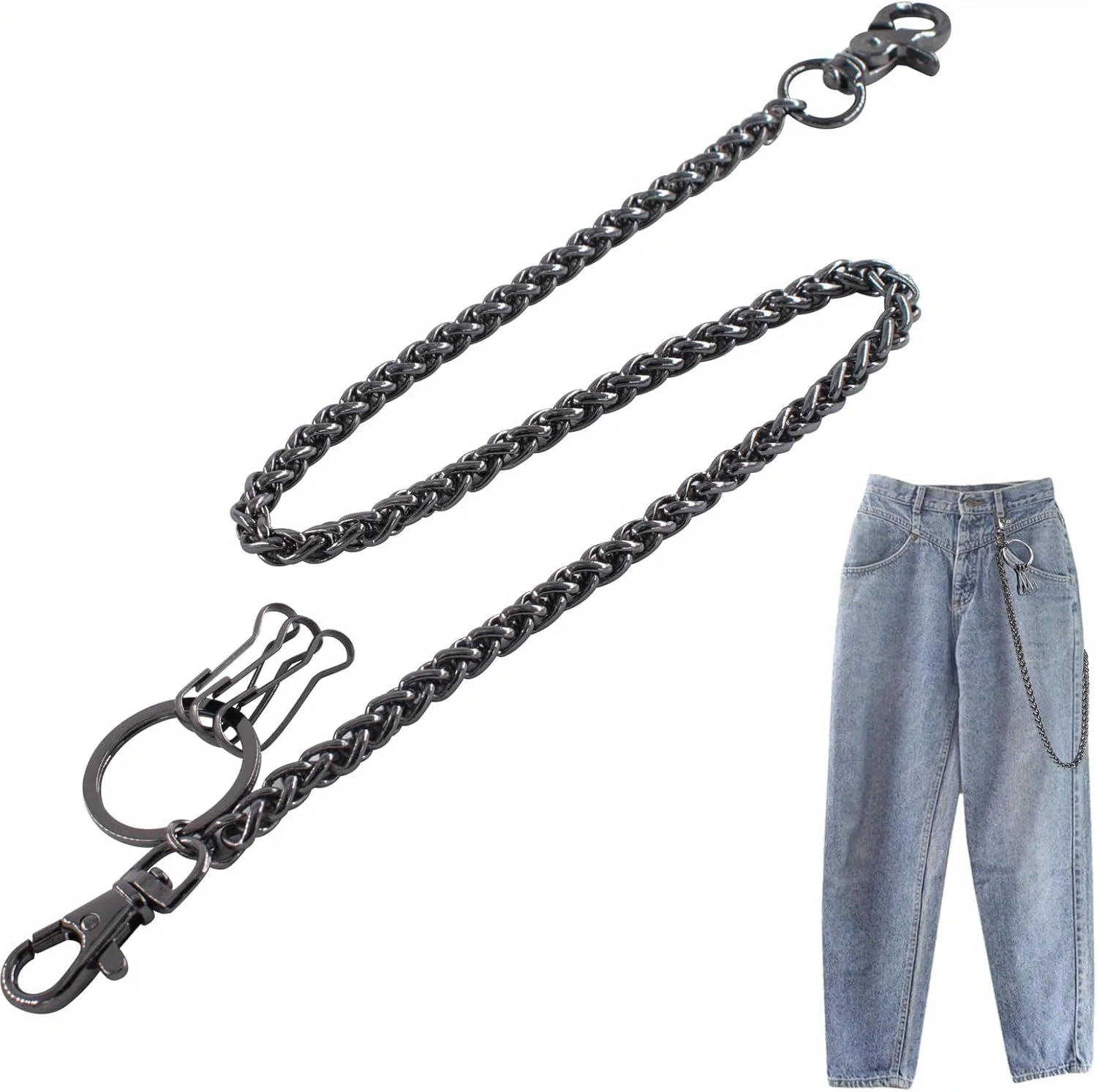 Metal Wallet Chain Pocket Keychain with Lobster Clasps Waist Jeans Chain for Keys, Men Wallet, Pants, Belt Loop, Handbag