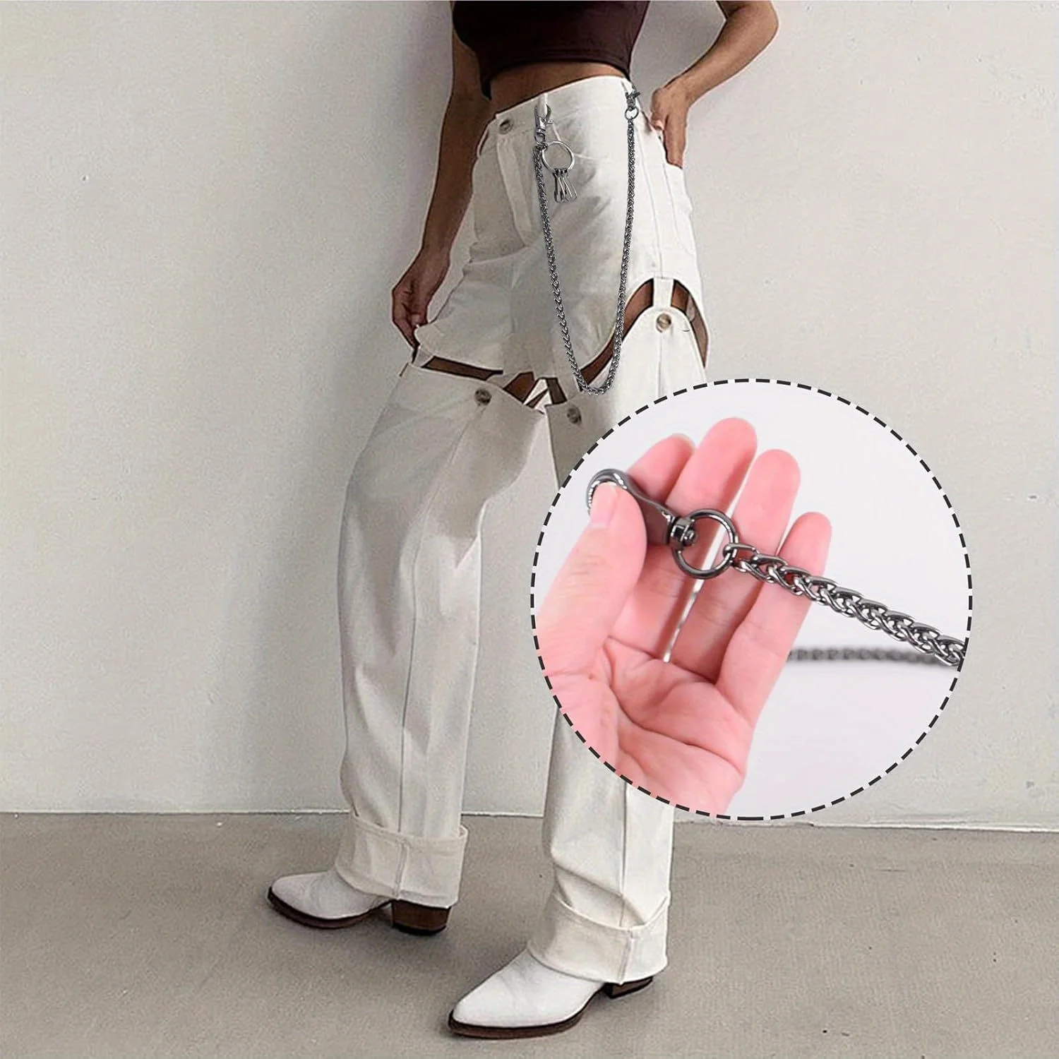 Metal Wallet Chain Pocket Keychain with Lobster Clasps Waist Jeans Chain for Keys, Men Wallet, Pants, Belt Loop, Handbag