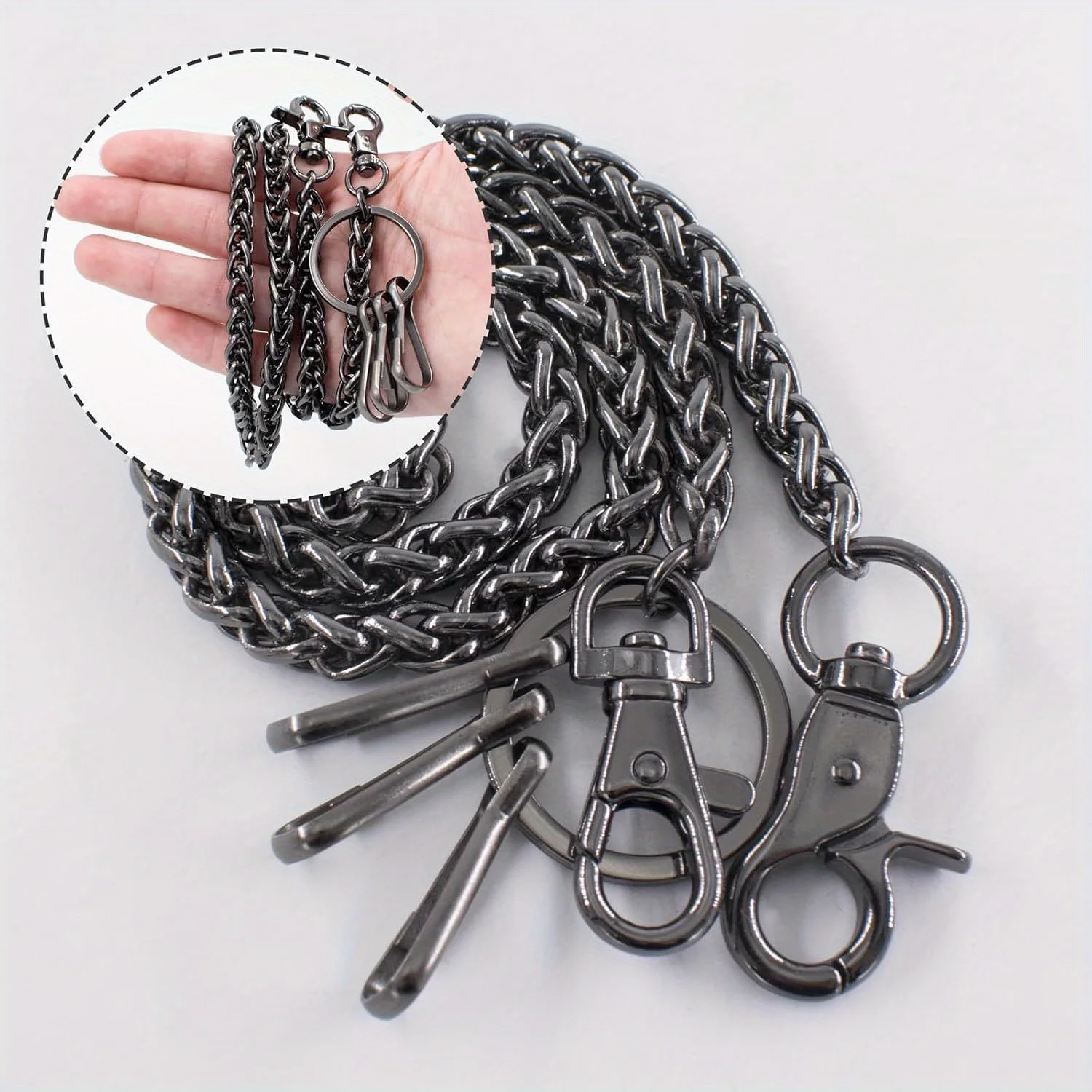 Metal Wallet Chain Pocket Keychain with Lobster Clasps Waist Jeans Chain for Keys, Men Wallet, Pants, Belt Loop, Handbag