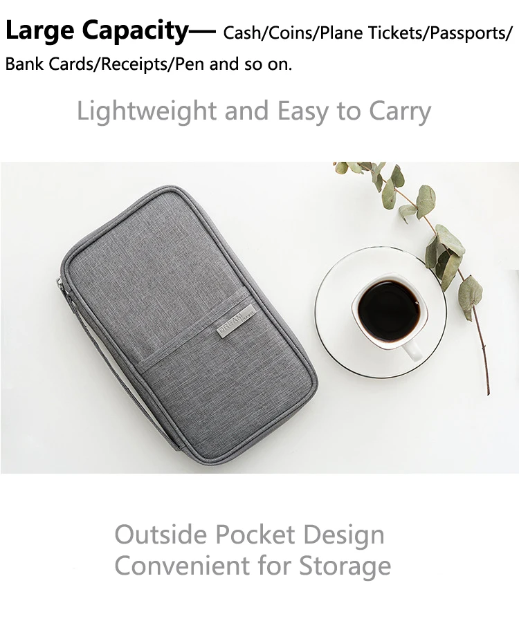 Travel Wallet Family Passport Holder Multi-Pockets Waterproof Document Case Organizer Travel Accessories Document Bag Cardholder