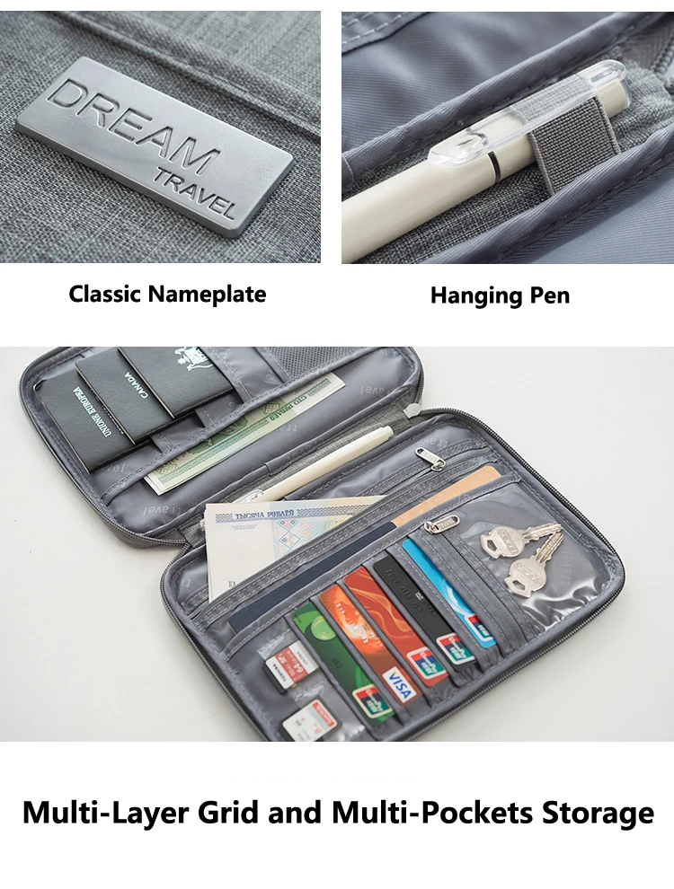 Travel Wallet Family Passport Holder Multi-Pockets Waterproof Document Case Organizer Travel Accessories Document Bag Cardholder