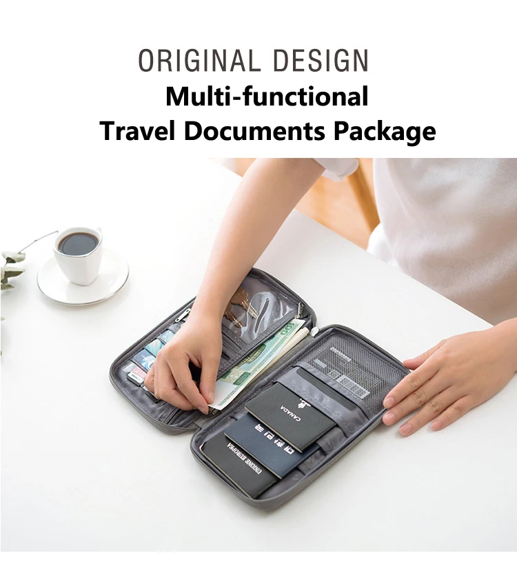 Travel Wallet Family Passport Holder Multi-Pockets Waterproof Document Case Organizer Travel Accessories Document Bag Cardholder