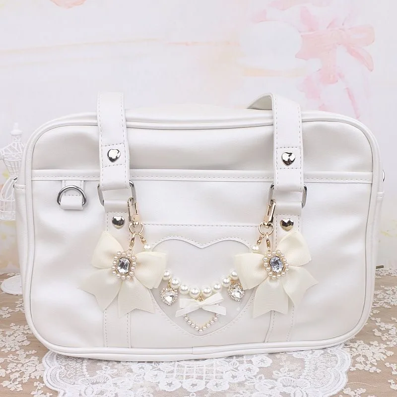 Lolita Bag Accessories Japanese Style 2000S Bag Accessories Bow Bag Chain Pearl Heart DIY Bag Accessories Bag Pendant