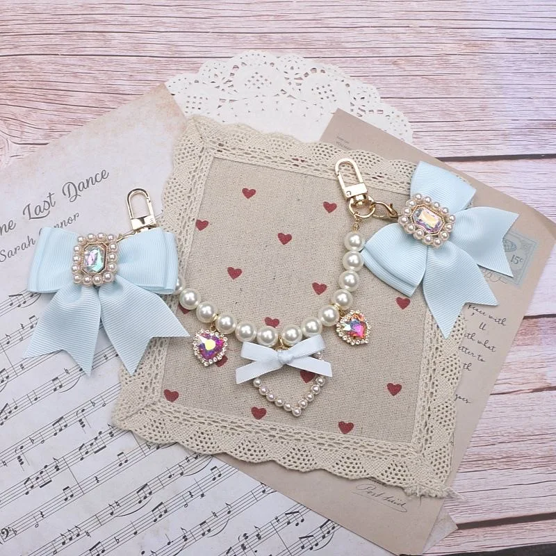 Lolita Bag Accessories Japanese Style 2000S Bag Accessories Bow Bag Chain Pearl Heart DIY Bag Accessories Bag Pendant