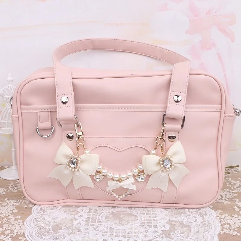 Lolita Bag Accessories Japanese Style 2000S Bag Accessories Bow Bag Chain Pearl Heart DIY Bag Accessories Bag Pendant