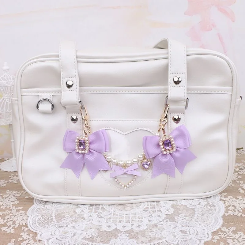 Lolita Bag Accessories Japanese Style 2000S Bag Accessories Bow Bag Chain Pearl Heart DIY Bag Accessories Bag Pendant