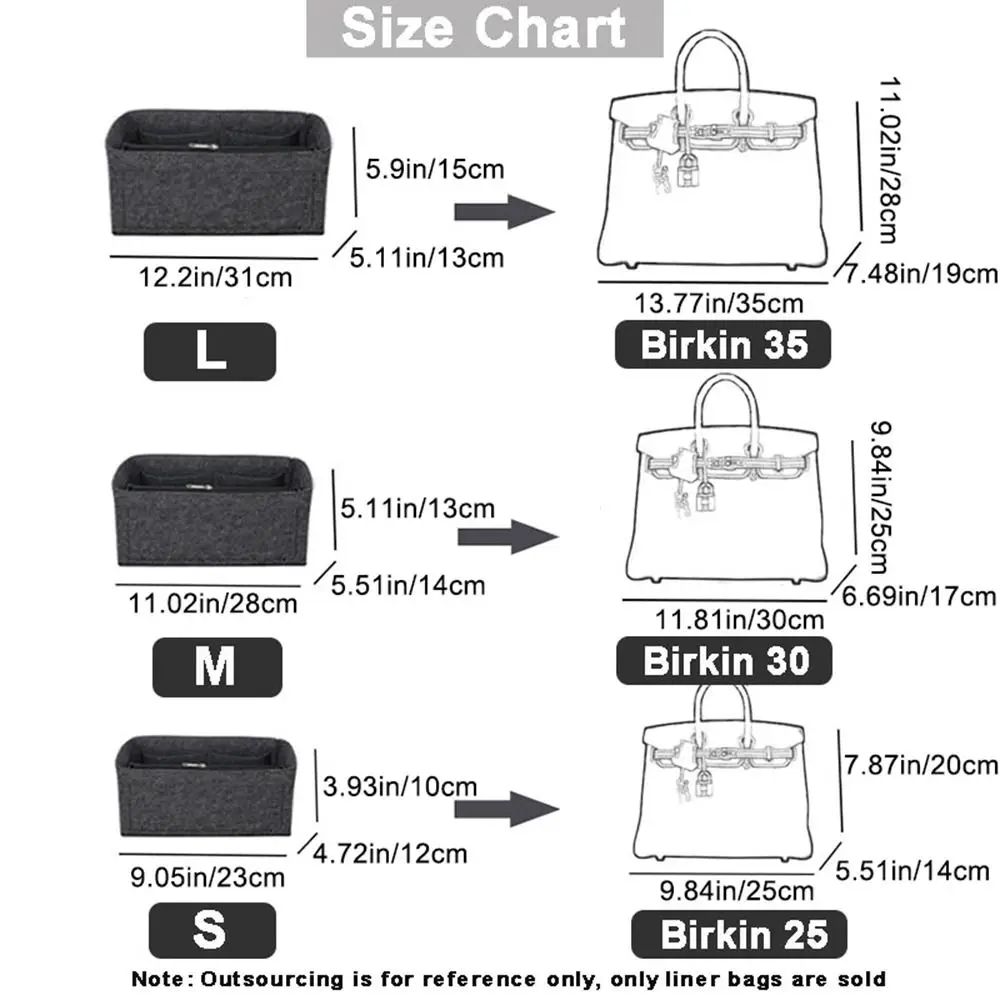New Multi-Pocket Bag Organizer for Birkin25/30/35 Inner Bag Storage Bag Felt Handbag Insert Bag Liner Bag