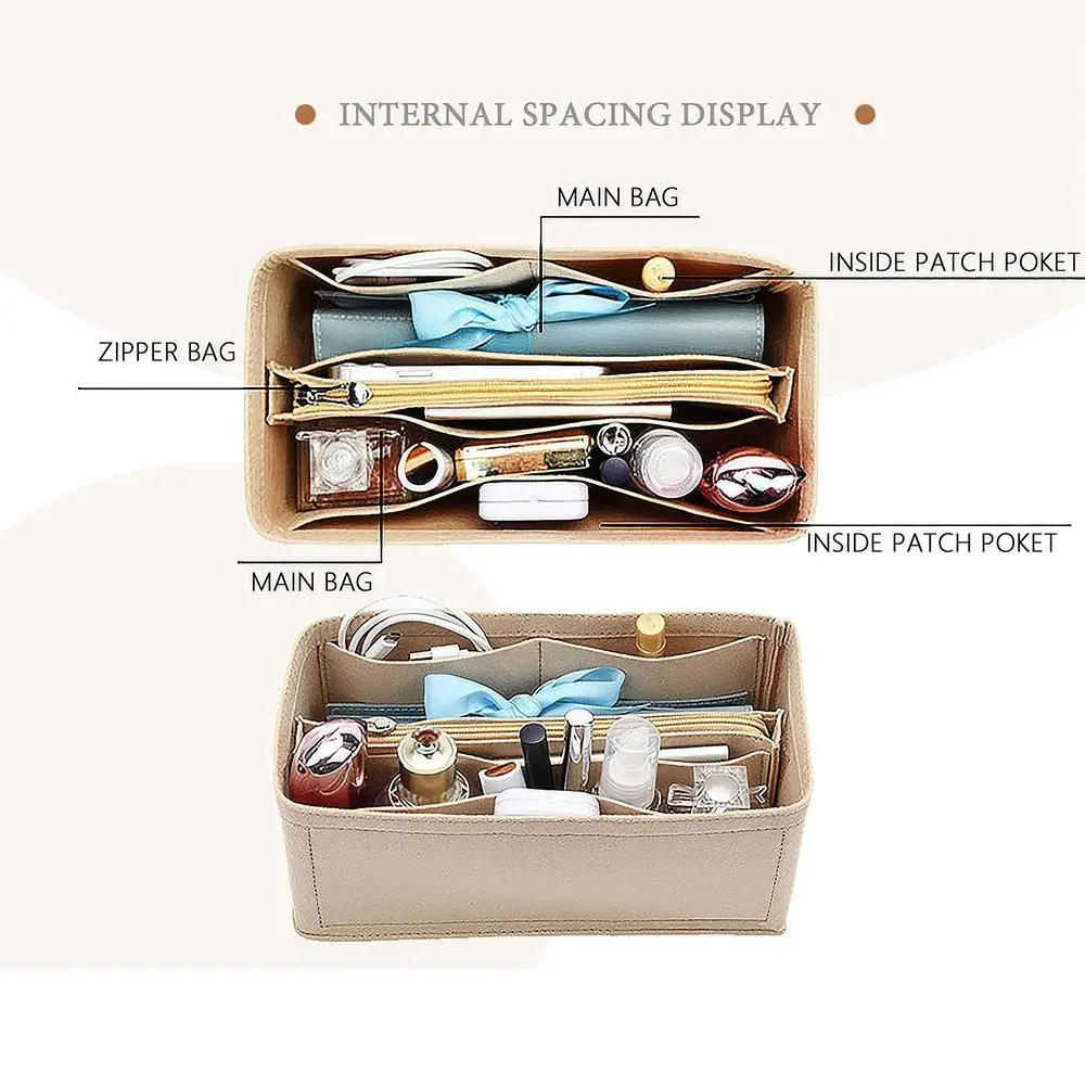 New Multi-Pocket Bag Organizer for Birkin25/30/35 Inner Bag Storage Bag Felt Handbag Insert Bag Liner Bag