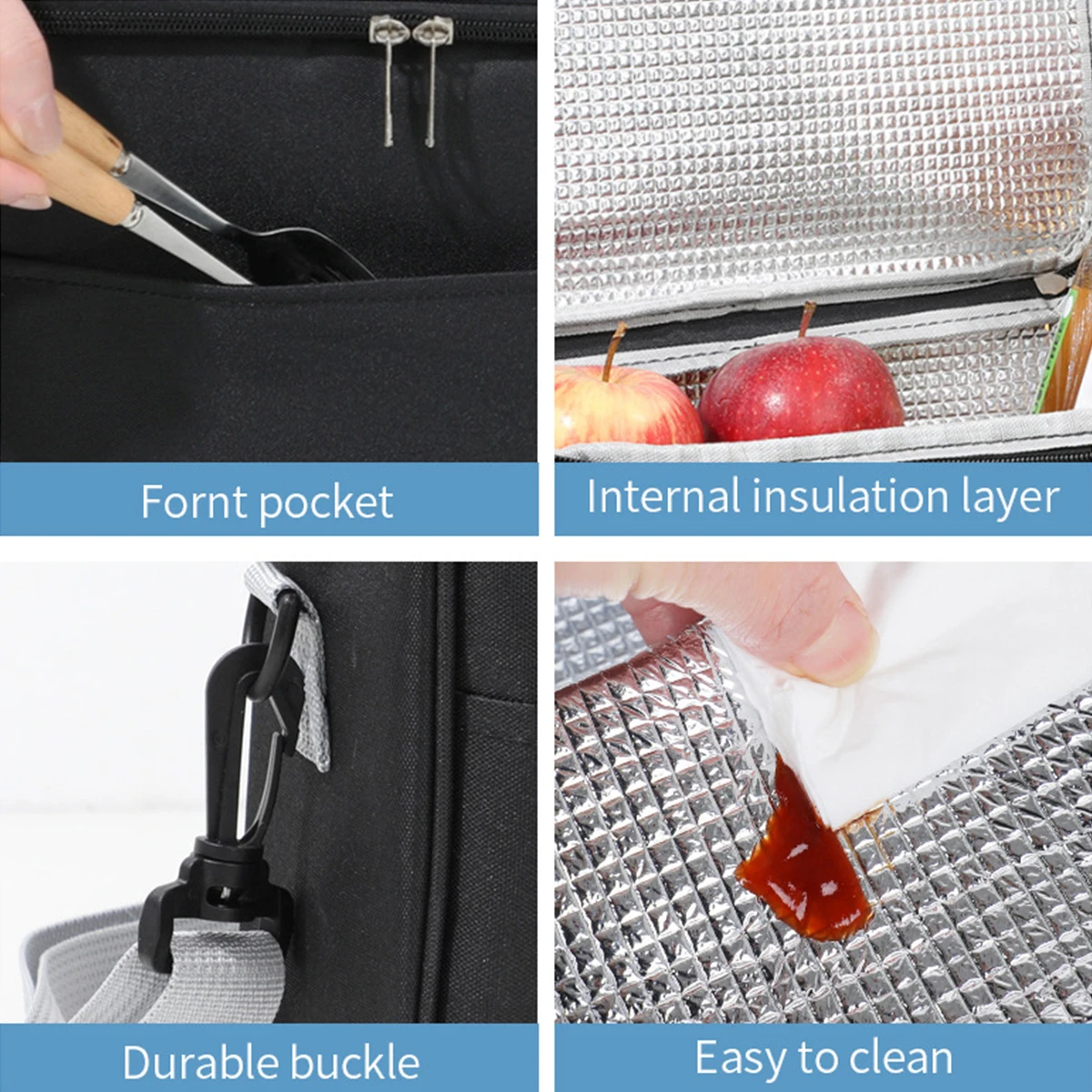 Large Capacity Hand-held with Shoulder Strap Insulated Bag, Multifunction Lunch Box Bag, Student Thickened Waterproof Lunch Bag