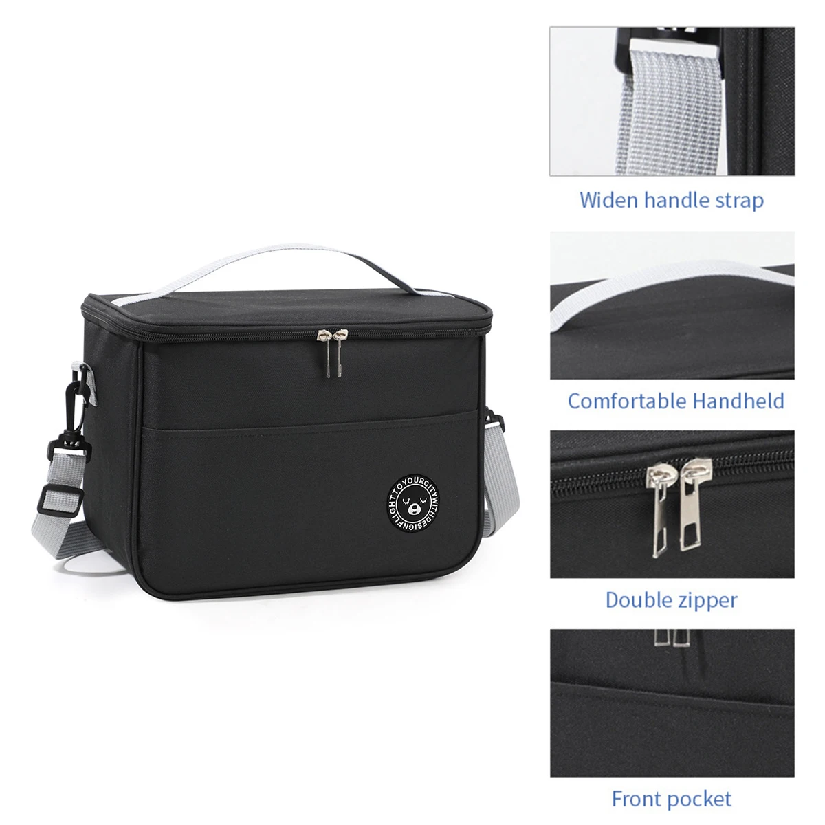 Large Capacity Hand-held with Shoulder Strap Insulated Bag, Multifunction Lunch Box Bag, Student Thickened Waterproof Lunch Bag