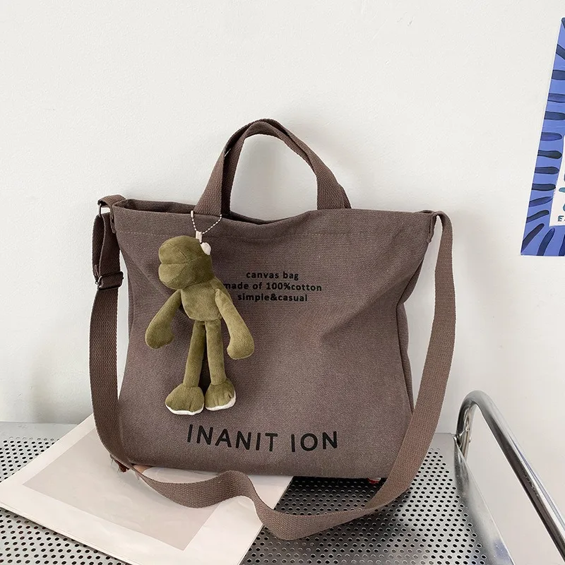 Japanese canvas men's and women's messenger bags, washed canvas thickened handbags, large-capacity trendy urban literature