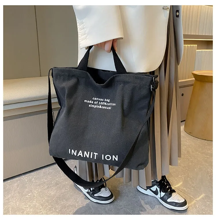 Japanese canvas men's and women's messenger bags, washed canvas thickened handbags, large-capacity trendy urban literature