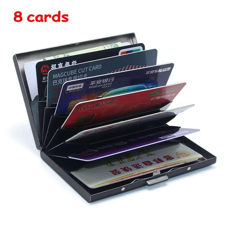 Hot Credit Card Case Wallet Men Women Business Multifunction Slim Wallet Stainless Steel Card Holder 6 Cards 8 Cards 10 Cards