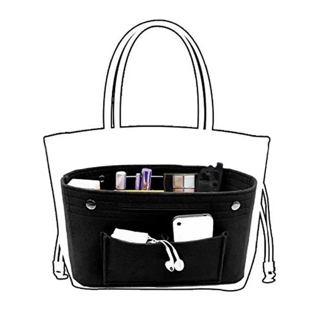 Women's Organizer Handbag Felt Travel Bag Insert Liner Purse Organiser Pouch