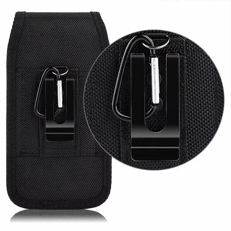 Universal Mobile Phone Nylon Pouch Cell Phone Belt Clip Carrying Holster Case Waist Packs Black Outdoor Sports Climbing Belt Bag
