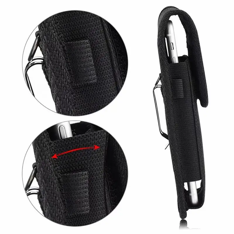 Universal Mobile Phone Nylon Pouch Cell Phone Belt Clip Carrying Holster Case Waist Packs Black Outdoor Sports Climbing Belt Bag