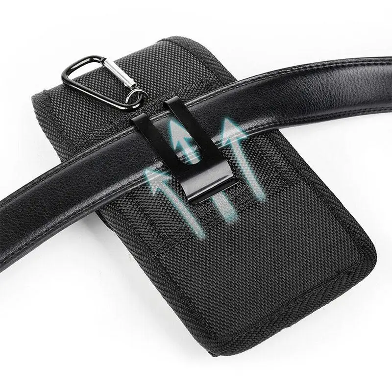 Universal Mobile Phone Nylon Pouch Cell Phone Belt Clip Carrying Holster Case Waist Packs Black Outdoor Sports Climbing Belt Bag