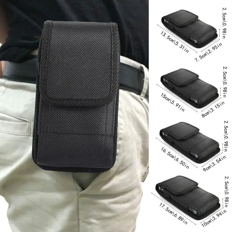 Universal Mobile Phone Nylon Pouch Cell Phone Belt Clip Carrying Holster Case Waist Packs Black Outdoor Sports Climbing Belt Bag