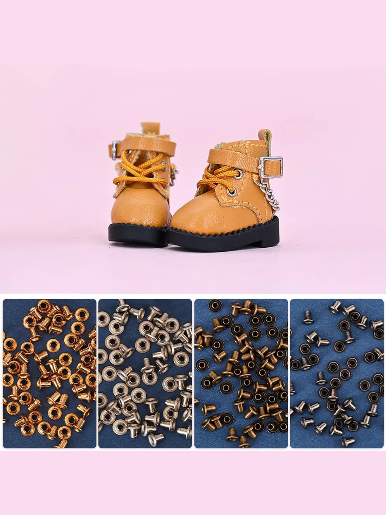 120PCS Copper Color Mix Tiny 1.5/2/2.5mm Grommets Eyelets for Shoes Clothes Leather Canvas BJD Eyelets with 3PCS Fixing Tools