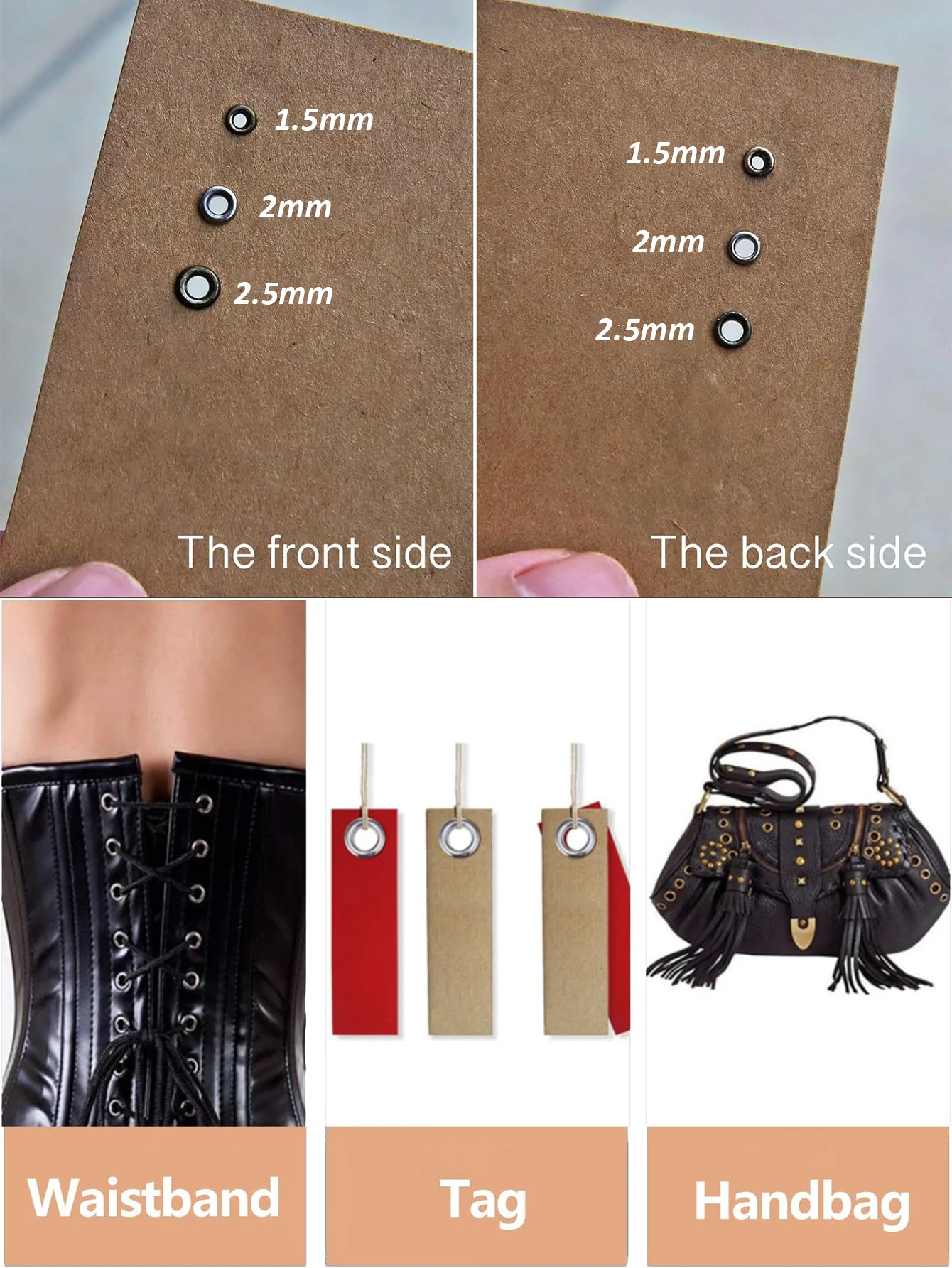 120PCS Copper Color Mix Tiny 1.5/2/2.5mm Grommets Eyelets for Shoes Clothes Leather Canvas BJD Eyelets with 3PCS Fixing Tools