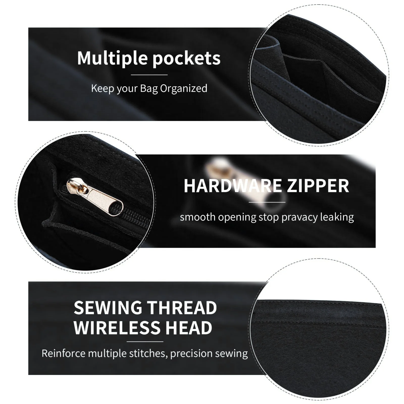 Purse Organizer Insert, Felt Bag Organizer For Handbag Purse Organizer, 5 Colors, 3 Size