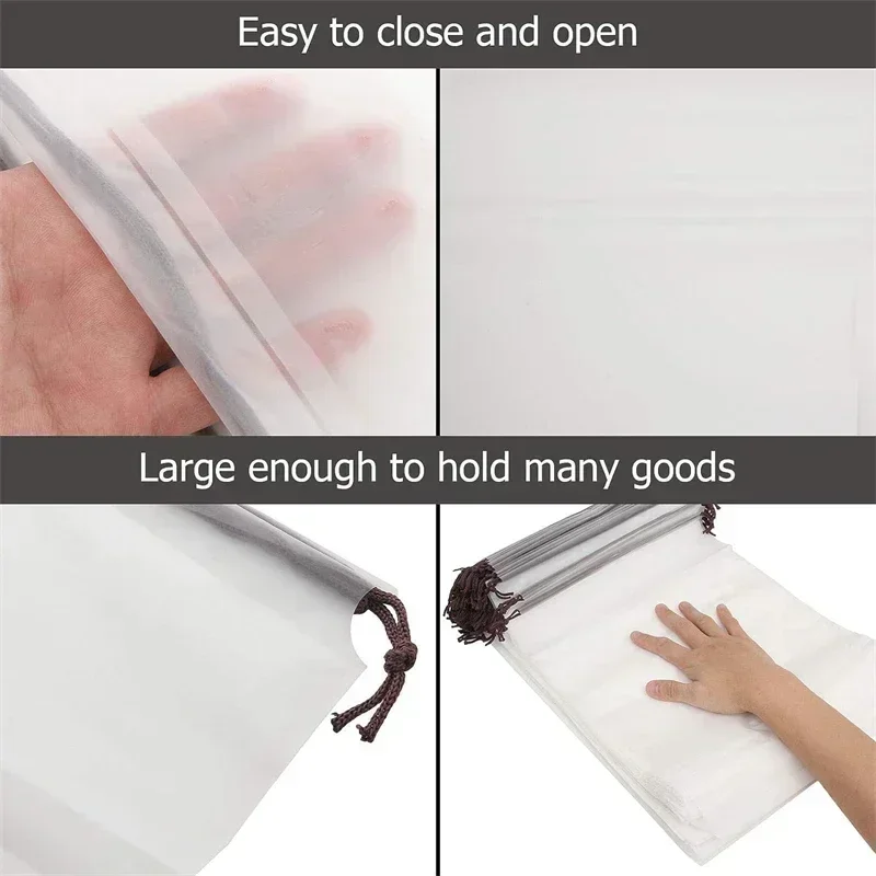 10/12PCS Portable Shoe Storage Travel Drawstring Waterproof Transparent Frosted Makeup Clothes Underwear Organizer Pouch Bags