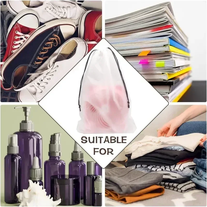 10/12PCS Portable Shoe Storage Travel Drawstring Waterproof Transparent Frosted Makeup Clothes Underwear Organizer Pouch Bags