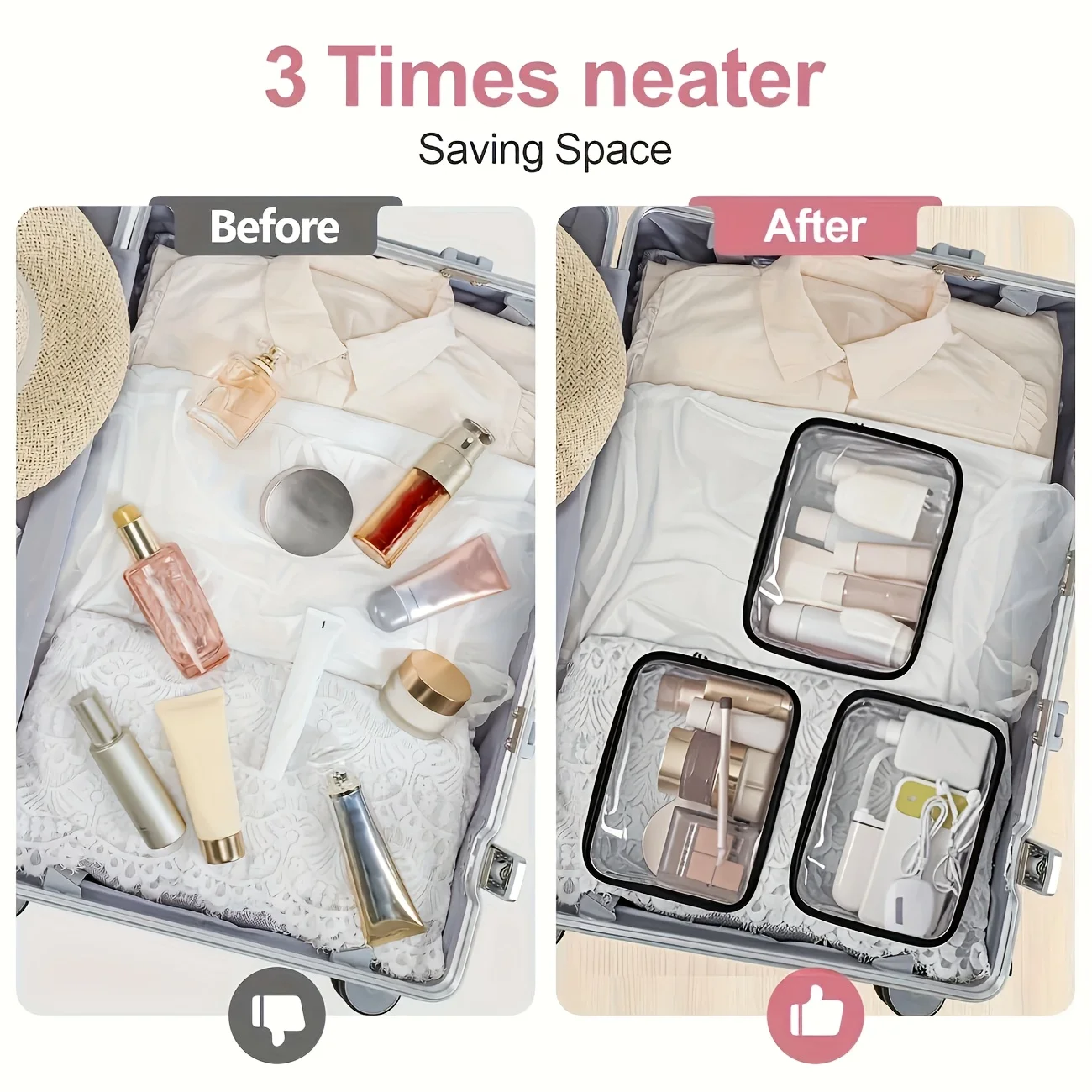 1pc Clear Beach Pouch Waterproof Makeup Bag Transparent Toiletry Organizer Stadium Travel Wash Case Graduation Gift Women