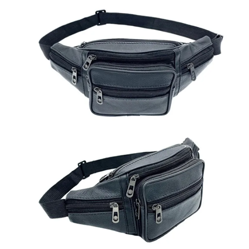 Men's Waist Pack Leather Bag Waist Belt Bag Male Leather Fanny Pack Fashion Luxury Small Shoulder Bags For Men