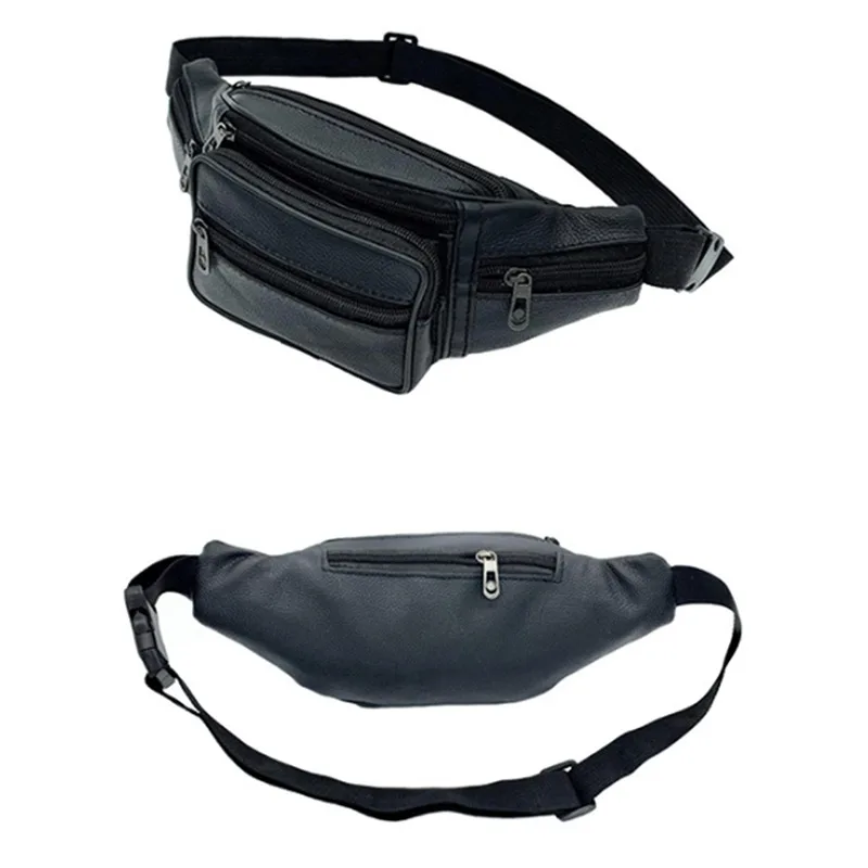 Men's Waist Pack Leather Bag Waist Belt Bag Male Leather Fanny Pack Fashion Luxury Small Shoulder Bags For Men