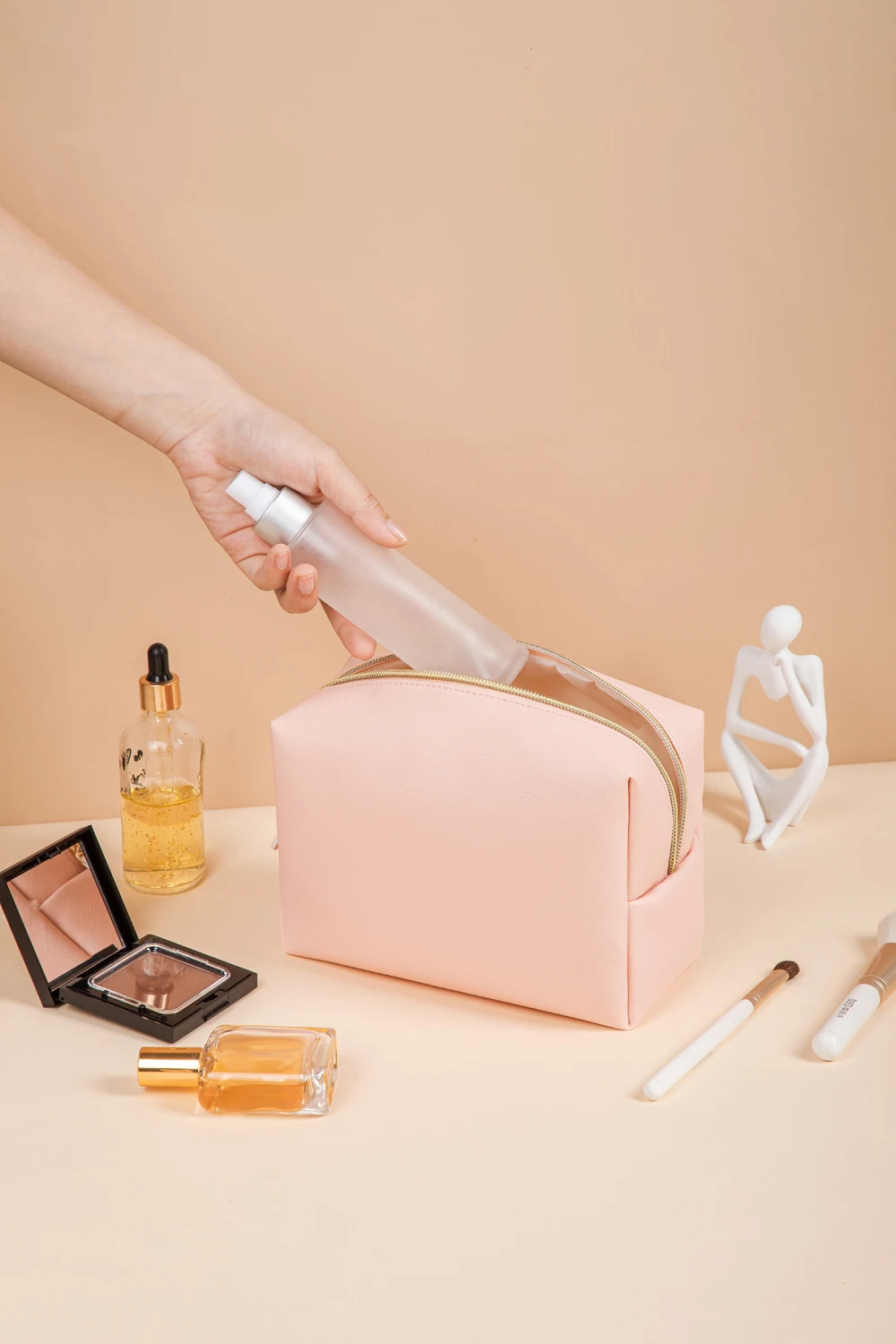 1pcs PU Leather Portable Toiletry Bags Waterproof Travel Make Up Bags for Women Small Medium Large Cosmetic Organizer Bags