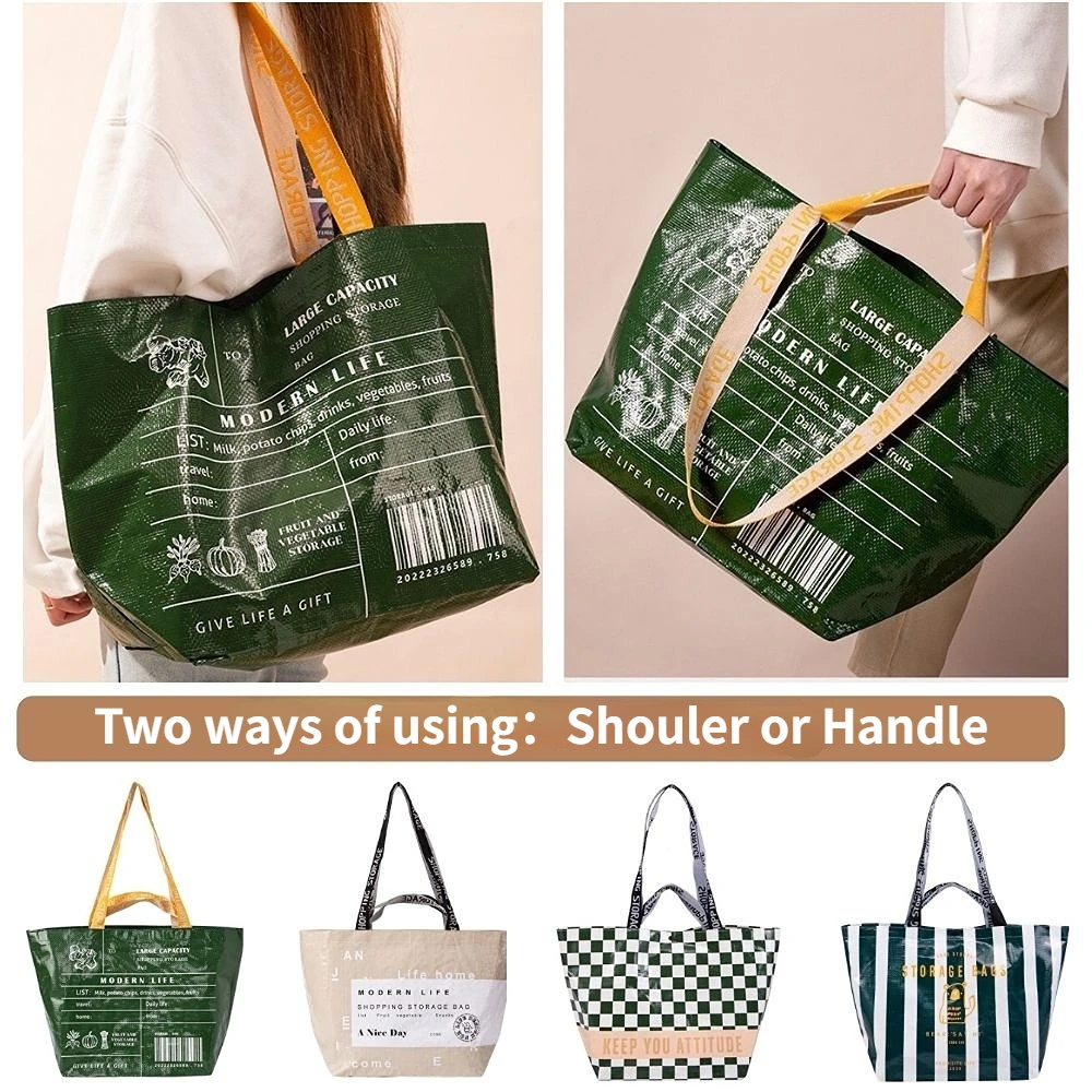 Large-capacity Supermarket Grocery Shopping One-shoulder Portable PP Woven Shopping Bag for Retail Stores, Boutique