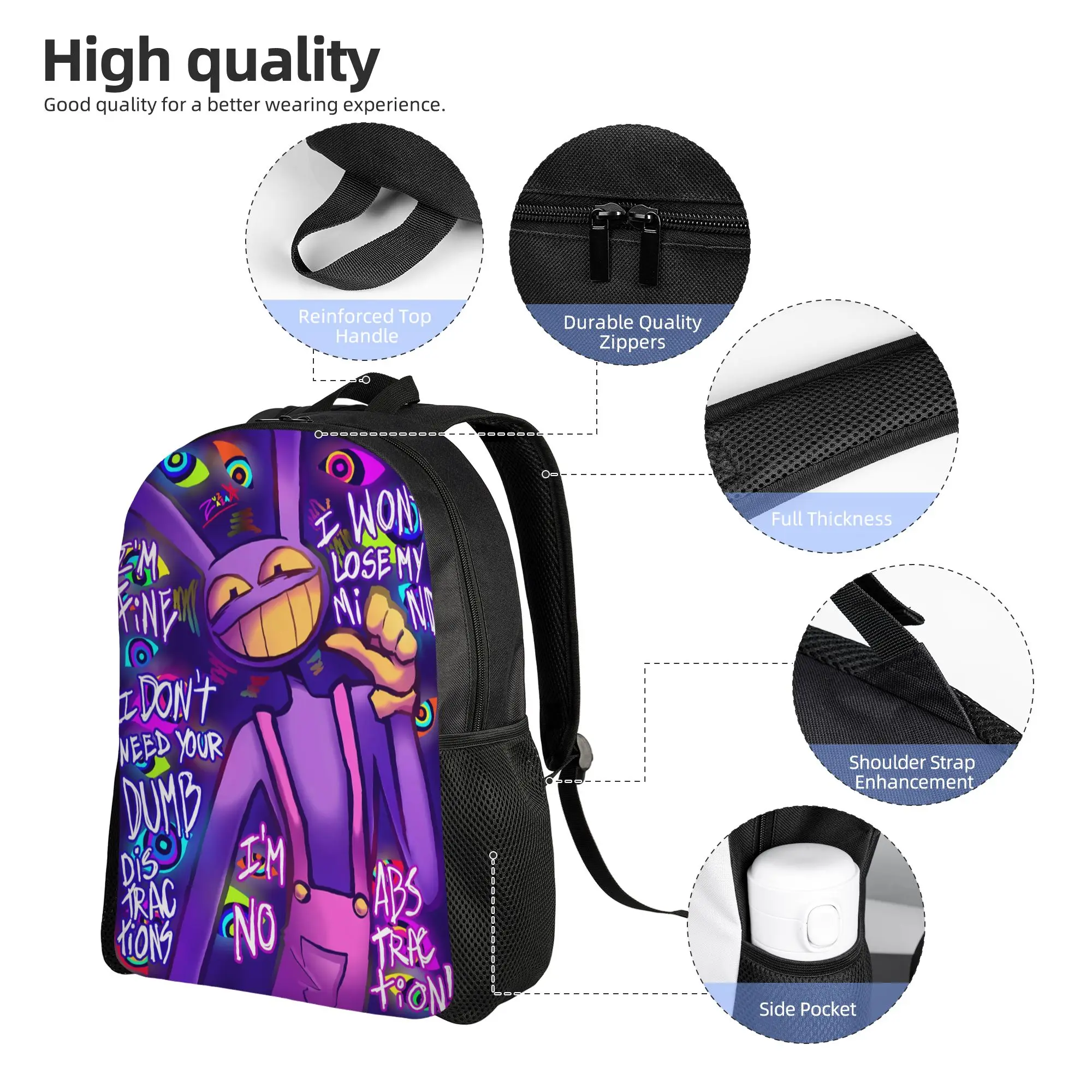 Jax Cartoon Digitals Circus Thermal Backpack Student Unisex Polyester University Backpacks Big Elegant School Bags Rucksack