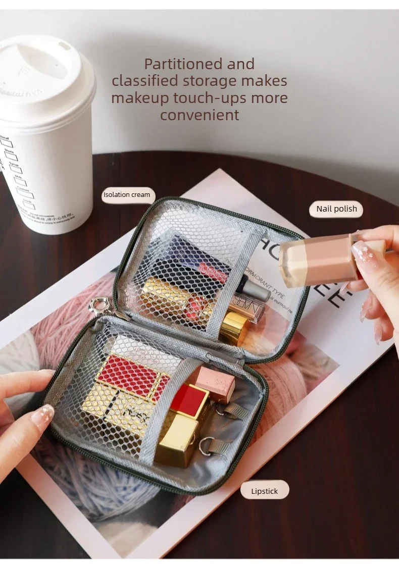 NEW Portable Lipstick Transparent Touch-Up Cosmetic Pouch Cosmetic Organizer Travel Bluetooth Headphone Charging Cable Pouch