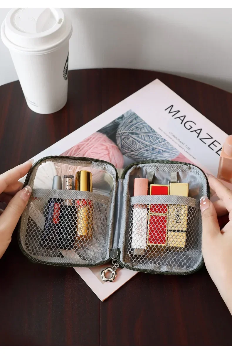 NEW Portable Lipstick Transparent Touch-Up Cosmetic Pouch Cosmetic Organizer Travel Bluetooth Headphone Charging Cable Pouch