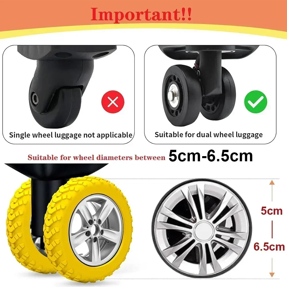 24/4pcs Colorful Travel Luggage Wheels Cover Thicken Silicone Luggage Wheel Protector Reduce Noise Roller Protective Sleeves