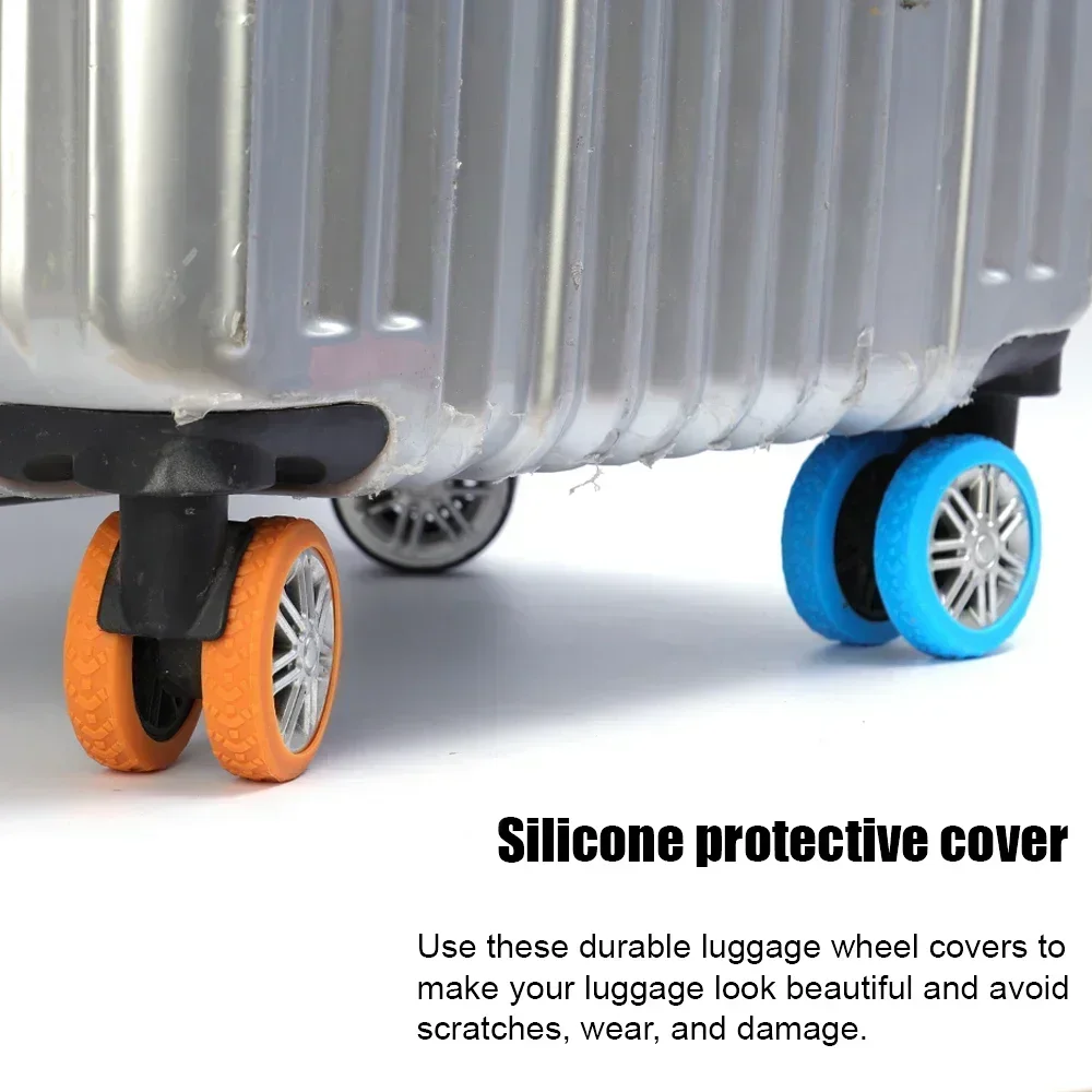24/4pcs Colorful Travel Luggage Wheels Cover Thicken Silicone Luggage Wheel Protector Reduce Noise Roller Protective Sleeves