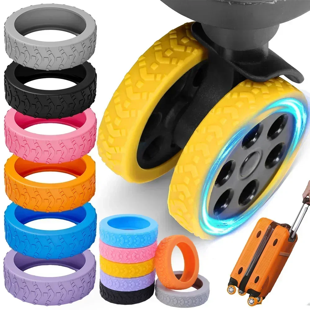 24/4pcs Colorful Travel Luggage Wheels Cover Thicken Silicone Luggage Wheel Protector Reduce Noise Roller Protective Sleeves