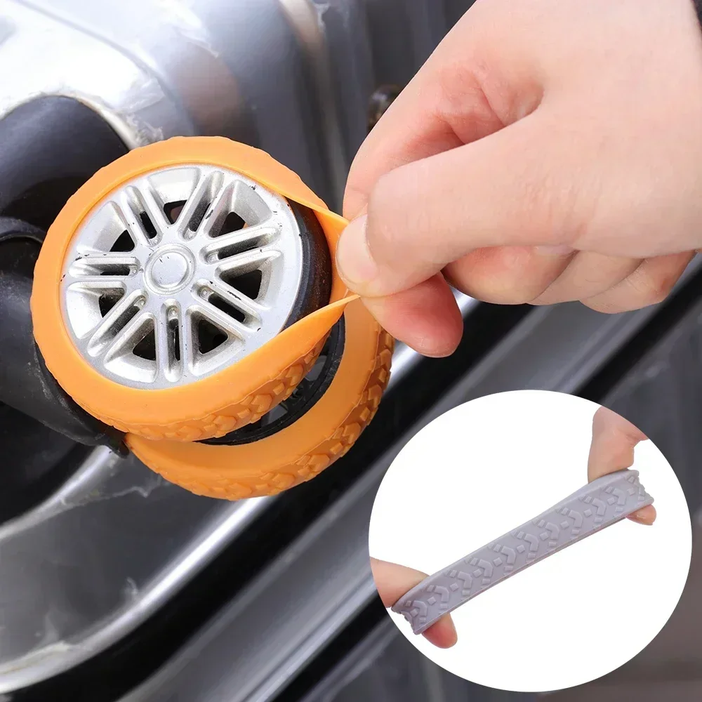 24/4pcs Colorful Travel Luggage Wheels Cover Thicken Silicone Luggage Wheel Protector Reduce Noise Roller Protective Sleeves