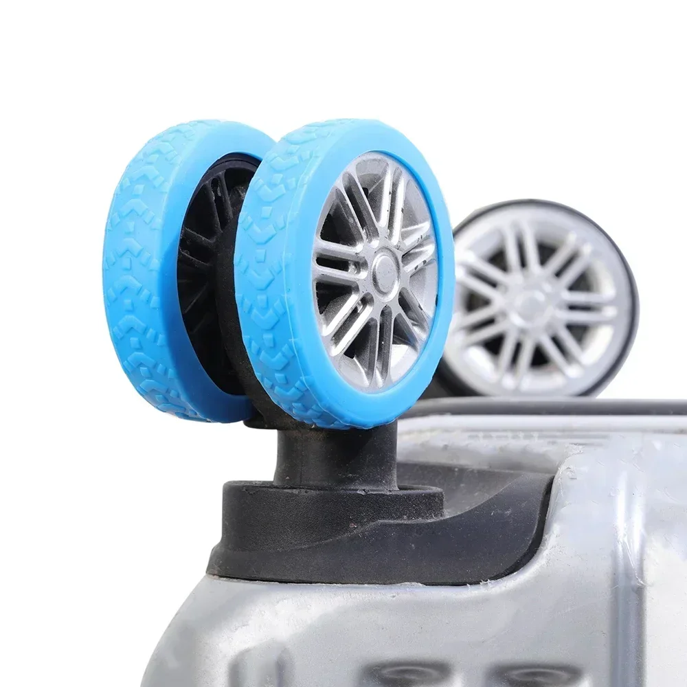 24/4pcs Colorful Travel Luggage Wheels Cover Thicken Silicone Luggage Wheel Protector Reduce Noise Roller Protective Sleeves