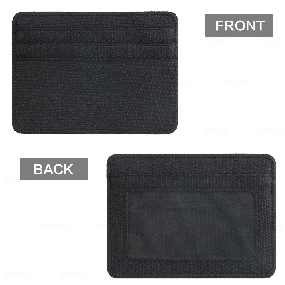 Mini Travel PU Leather Card Holder Wallet Lizard Pattern ID Window Case for Men Women Compact Wallet Organizer