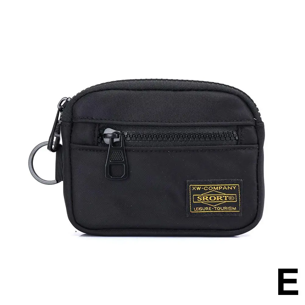 Small Casual Men's Coin Purse Canvas Zipper Short Wallet Retro Key Holder Money Bag Trend Youth Mini Handbag