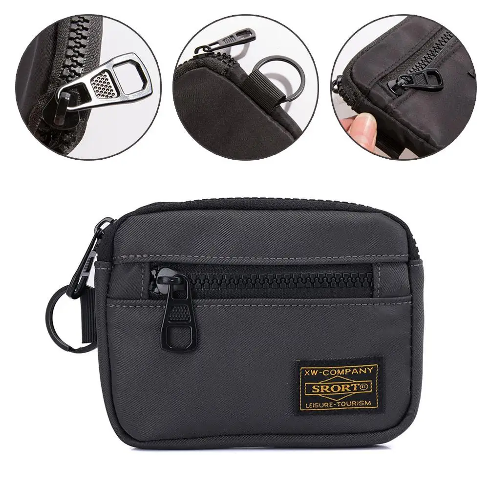 Small Casual Men's Coin Purse Canvas Zipper Short Wallet Retro Key Holder Money Bag Trend Youth Mini Handbag