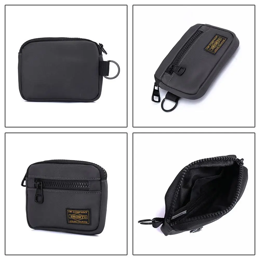 Small Casual Men's Coin Purse Canvas Zipper Short Wallet Retro Key Holder Money Bag Trend Youth Mini Handbag