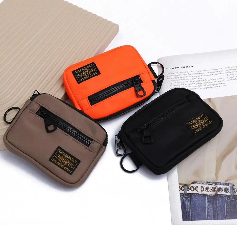 Small Casual Men's Coin Purse Canvas Zipper Short Wallet Retro Key Holder Money Bag Trend Youth Mini Handbag