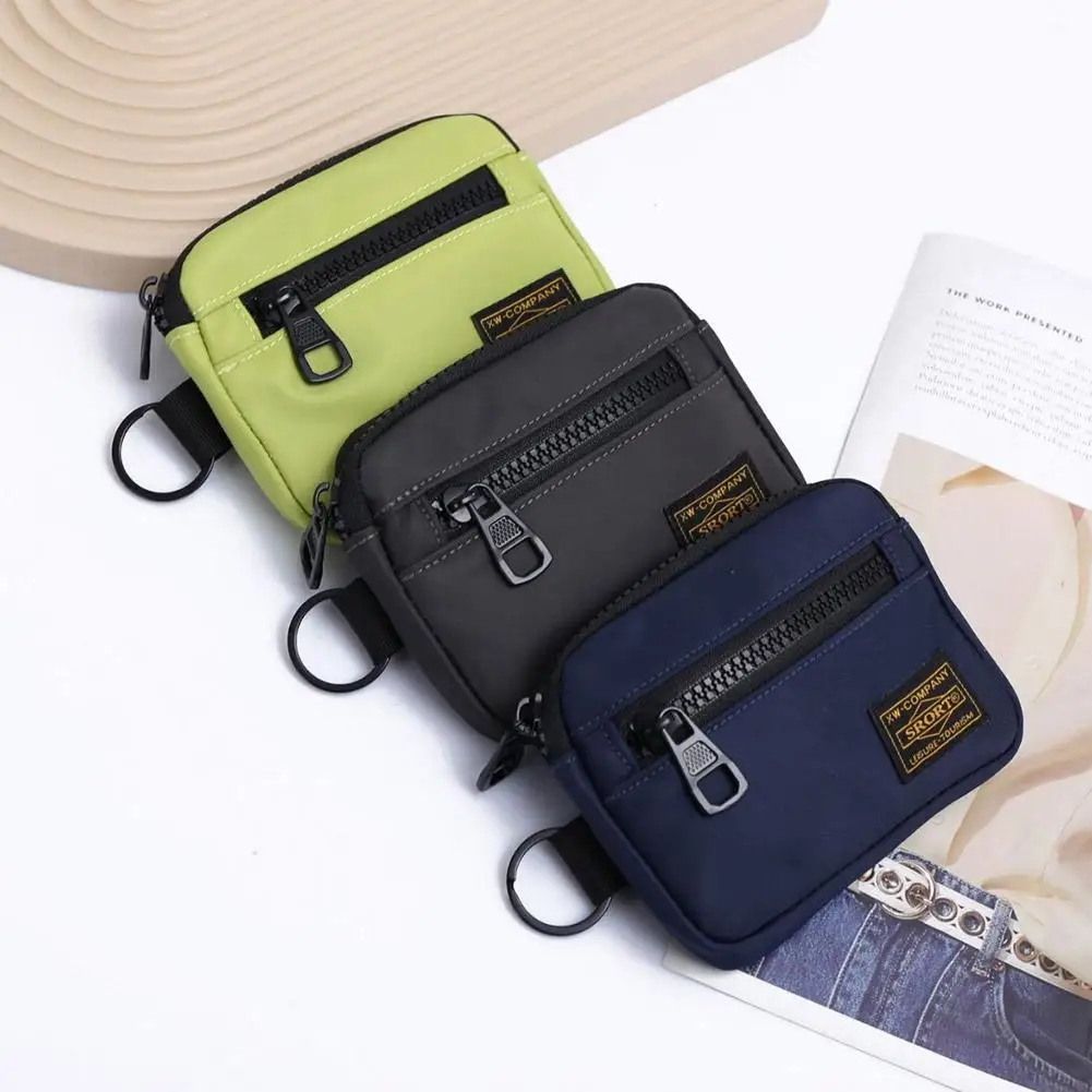 Small Casual Men's Coin Purse Canvas Zipper Short Wallet Retro Key Holder Money Bag Trend Youth Mini Handbag