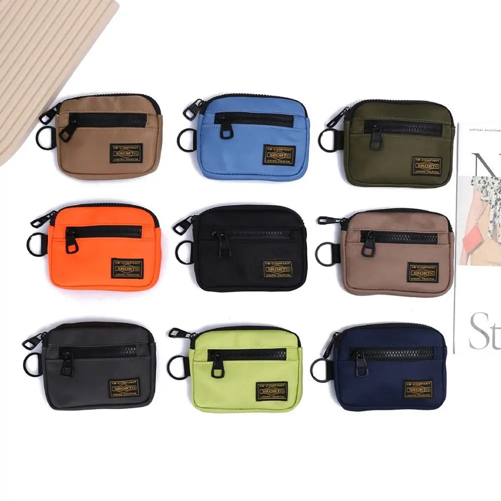 Small Casual Men's Coin Purse Canvas Zipper Short Wallet Retro Key Holder Money Bag Trend Youth Mini Handbag