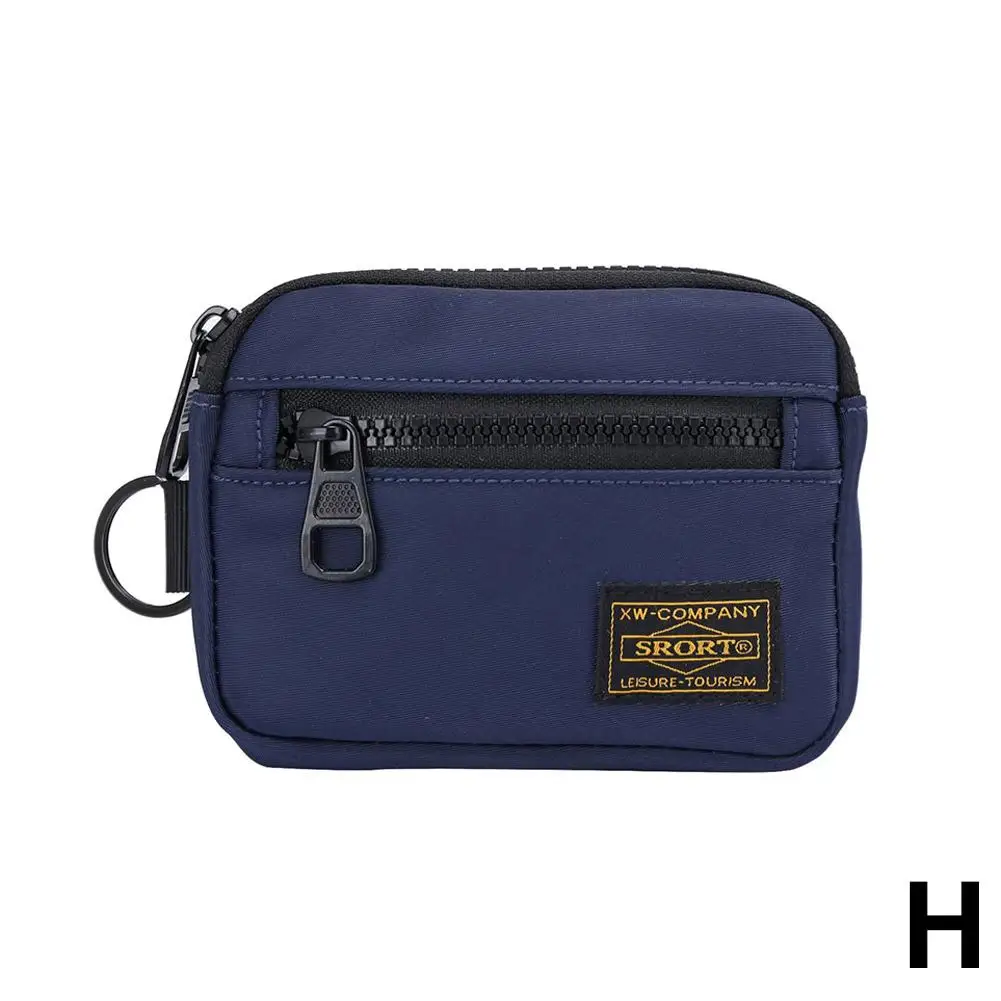Small Casual Men's Coin Purse Canvas Zipper Short Wallet Retro Key Holder Money Bag Trend Youth Mini Handbag