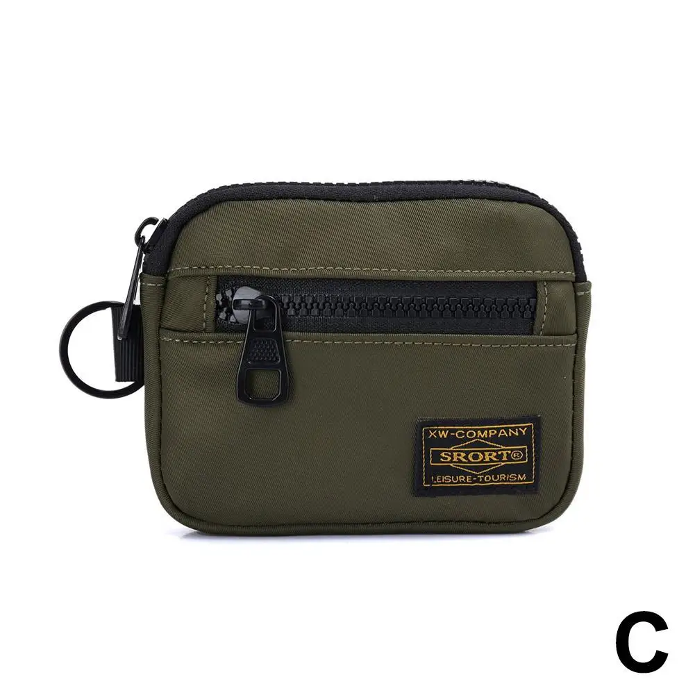 Small Casual Men's Coin Purse Canvas Zipper Short Wallet Retro Key Holder Money Bag Trend Youth Mini Handbag