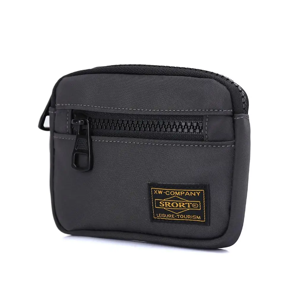 Small Casual Men's Coin Purse Canvas Zipper Short Wallet Retro Key Holder Money Bag Trend Youth Mini Handbag